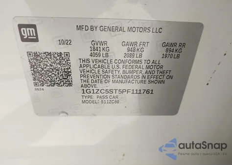 2023 Chevrolet Malibu Fwd 1Fl from USA, damaged, VIN 1G1ZC5ST5PF111761